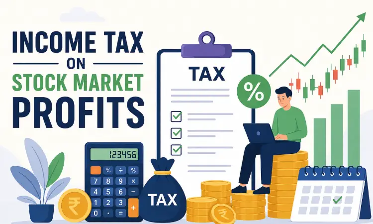 income tax on stock market profits vector